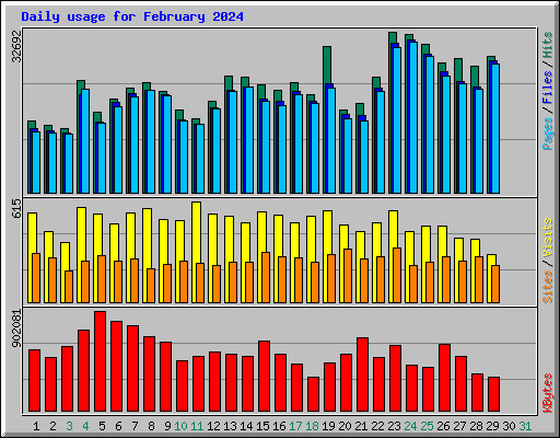 Daily usage for February 2024